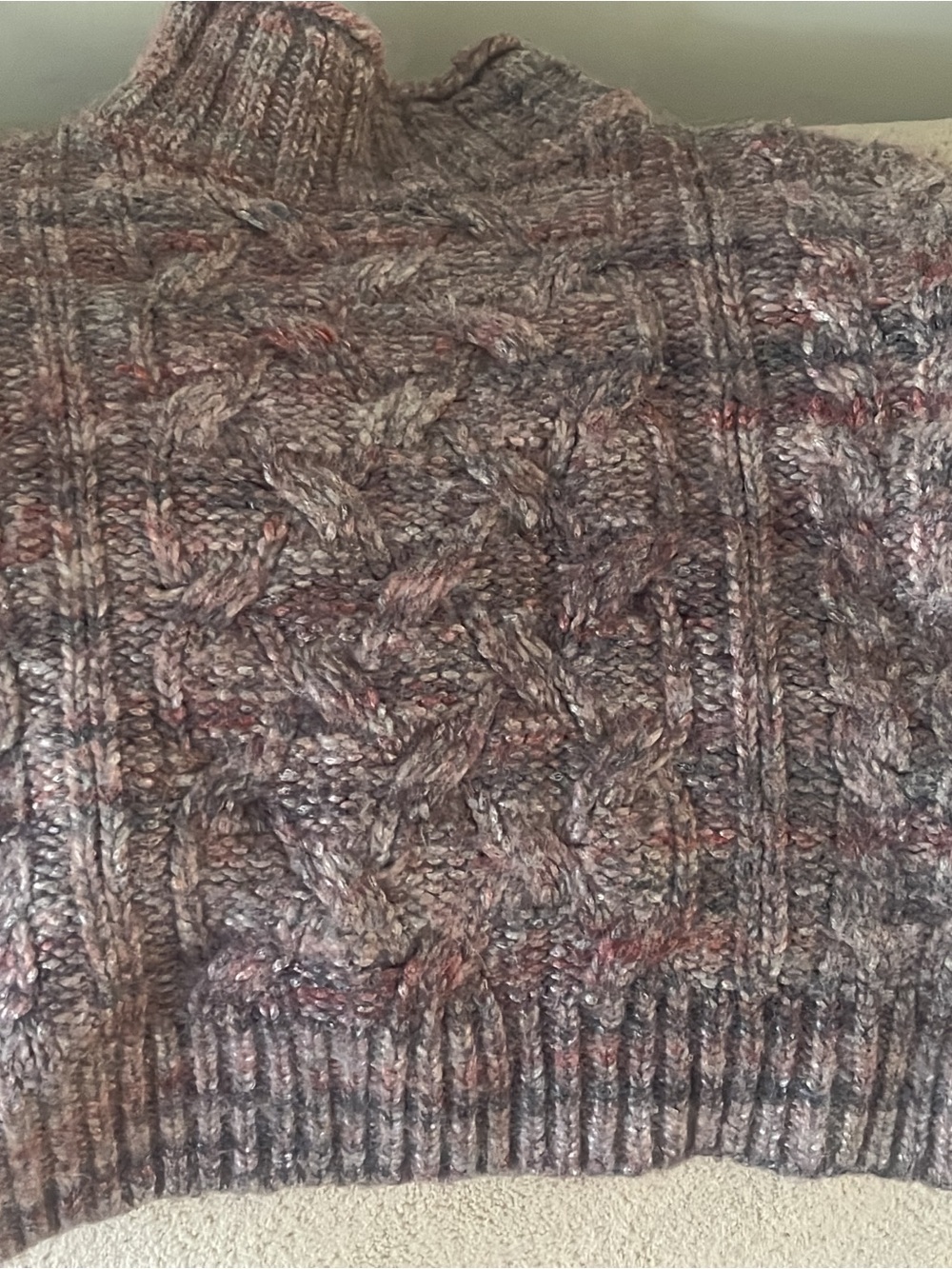 GAP Men's Cable Turtleneck Sweater in Brown and Marled Hues